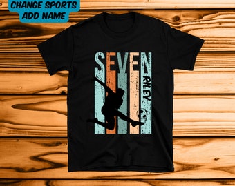 Boys Retro Personalized 7th Soccer Birthday  Shirt - Boys Soccer Orange 10 Today Birthday TShirt Customized With Name - Custom T-Shirt