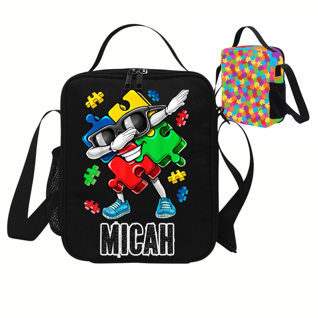 Custom Autism Lunchbag With Dabbing Puzzle Piece, , Customized Autism