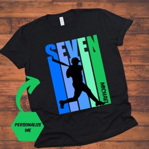 Boys Personalized 7th Birthday Baseball Shirt - Boys 7th Baseball Shirt Fully Customized With Name - 7th Birthday For Baseball Kids