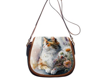 XiaoGalaee Geometric Cat Print Crossbody Bag - Adjustable Unisex Shoulder Bag For Travel & Daily Use