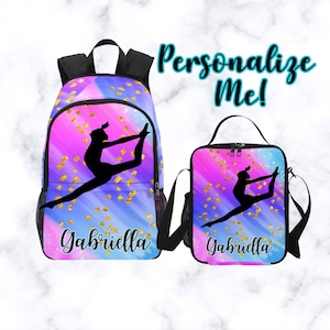 Sac à dos de gymnastique personnalisé pour fille - Sac coloré pour gymnaste - Sac à dos personnalisé pour danse avec sac à dos assorti