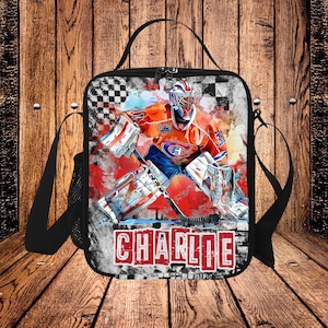 Boys Custom Ice Hockey Lunchbox, Hockey Gifts for Boys, Hockey Lunch Bags With Name On, Customized Ice Hockey Lunchbags