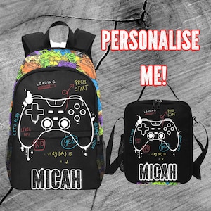 Mode gamer personnalisé sur sac à dos pour garçon, Sac à dos gamer pour garçon avec nom, Sac à dos gamer pour garçon pour cartable de sport, Gamer vidéo