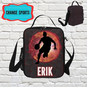 Boîte à lunch de basket-ball personnalisée pour garçons, sac à lunch personnalisé pour garçons de basket-ball avec nom, cadeaux de basket-ball pour l'école secondaire