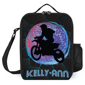 Boîte à lunch motocross personnalisée pour garçons et filles - Boîte à lunch personnalisée pour motards - Sac à lunch cool pour les amateurs de moto