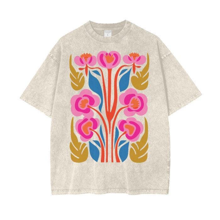 【AMBLER】 Cozy day Nordic embroidery man to man t-shirt Men's T-Shirts - Ambler