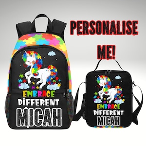 Sac à dos licorne de sensibilisation à l'autisme pour enfants - Sac à dos pour garçons pour enfants autistes - Sac pour enfants autistes - Sac pour filles autistes