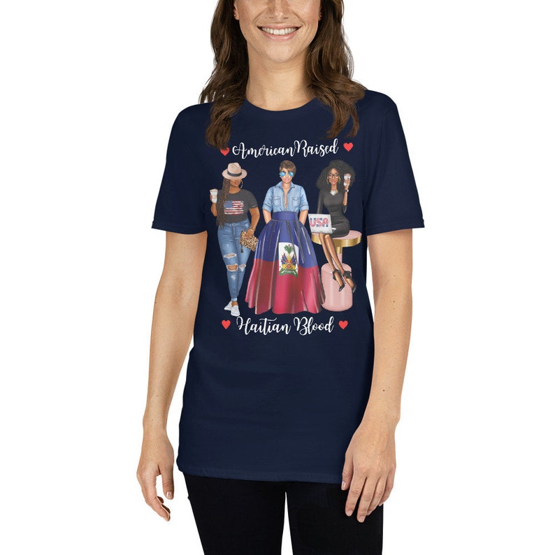 Afro Haiti Shirt for Women, African Haitian TShirt, Born In Haiti Raised in America, Haitian Queen TShirt, Haitian Roots Heritage DNA Blood image 3