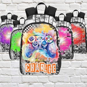 Sacs à dos gaming pour garçons avec nom, Sacs à dos personnalisés pour gamers boys, Cadeaux pour les amateurs de jeux vidéo, Cadeaux pour enfants gamers, Garçons gamers vidéo