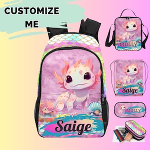 Sac à dos axolotyl personnalisé pour tout-petits, cartable axolotl personnalisé pour enfants qui commencent la maternelle, cartables personnalisés pour enfants