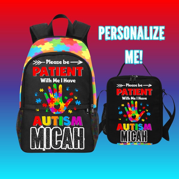 Please Be Patient I Have Autism Backpack - Super Hero Backpack for Autistic Kids - Boys Autism Backpack -  Bag for Autistic Daughter Son