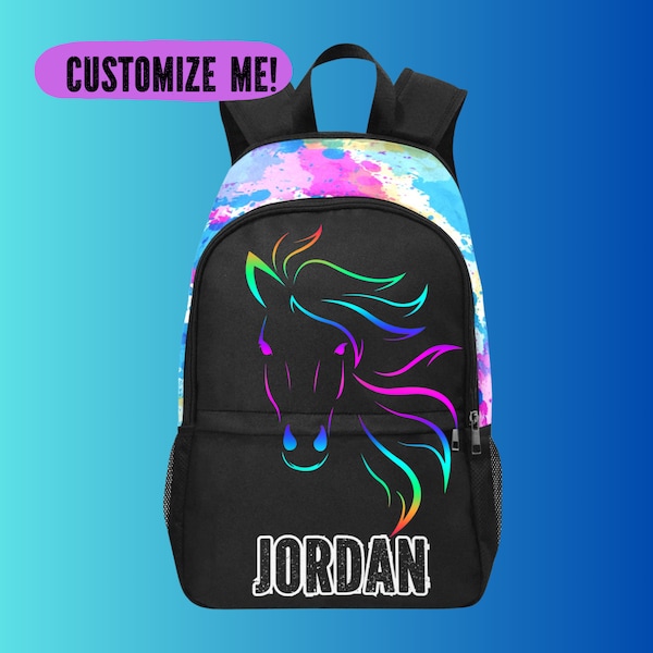 Personalized Backpack With Horses - Adult Backpack for Work - Horse Backpack for Girls- Add Name Customized - Laptop Bag for Horse Lover