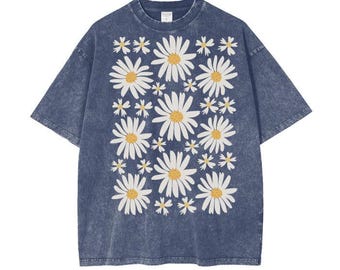 Pressed Flowers Shirt for Men, Oversized Daisy Shirt,
