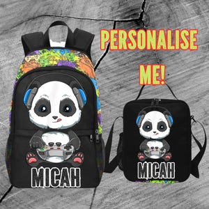 Sac à dos personnalisé pour joueur de panda pour garçons, sac de jeu amusant pour l'école, sac à dos pour joueurs, sacs à dos de jeu pour enfants avec nom