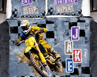 Set Biancheria Da Letto Jejeloiu Per Bambini E Ragazzi Con Motivo Motocross E Moto, Copripiumino E Federe, Stampa 3D, Morbida Microfibra