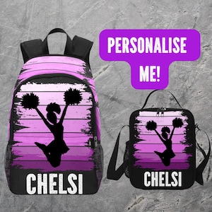 Sac à dos personnalisé pour filles de pom-pom girl - Sac à dos de pom-pom girl avec nom - Cartable pour enfants Cheer Squad, sac à dos pour jeunes