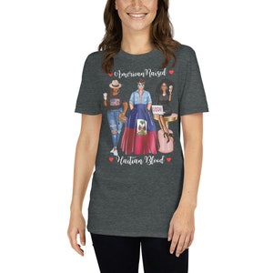 Afro Haiti Shirt for Women, African Haitian TShirt, Born In Haiti Raised in America, Haitian Queen TShirt, Haitian Roots Heritage DNA Blood image 4
