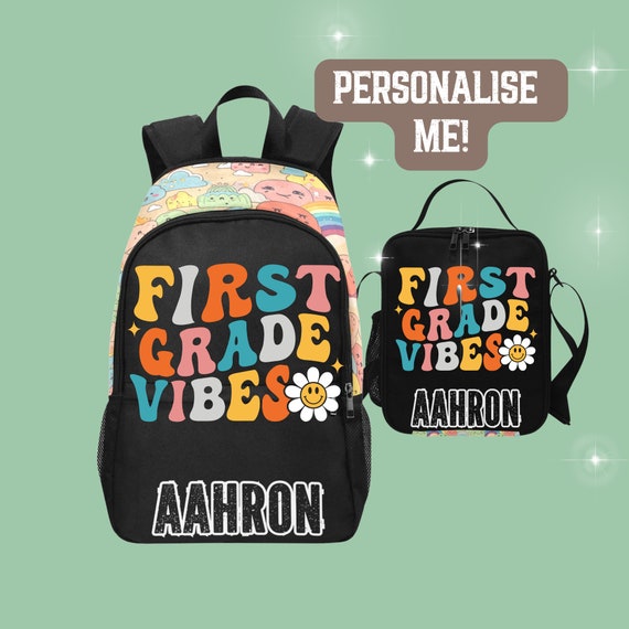 Custom Name Backpack With Matching Lunchbag for First Grade Girls