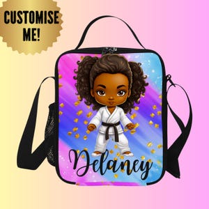 Boîte à lunch personnalisée pour fille de karaté - Boîte à lunch d'arts martiaux - Sacs à lunch de judo - Boîte à lunch personnalisée pour fille ninja - Sac à lunch d'école
