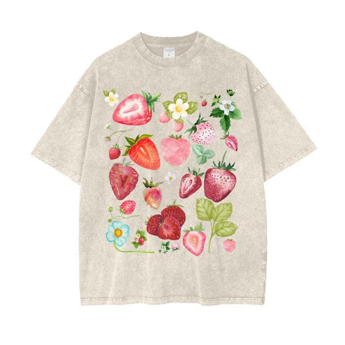 Oversized Acid Wash Strawberry T-shirt: Boho Fruit Tee - Etsy