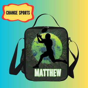 Boîte à lunch personnalisée de football pour garçons, sac à lunch personnalisé pour garçons de football - cadeau pour les enfants sportifs de la rentrée scolaire, avec sangles