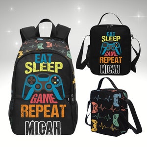 Eat Sleep Game Repeat Backpack For Gamer Boys, Gaming Backpack, Gamer Backpack for School Bag for Sports, Video Gaming Gifts for Boy