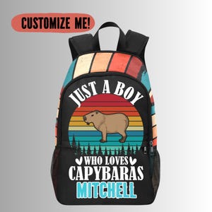 La vie est meilleure avec le sac à dos Capybara avec nom, sacs à dos Capybara personnalisés pour la rentrée, sacs à dos personnalisés avec nom