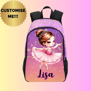 Sac à dos personnalisé pour petite ballerine - Sac de ballet pour toute-petite - Sac à dos personnalisé pour ballerine - Sac à lunch assorti pour la rentrée