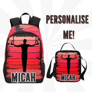 Sac à dos de gymnastique pour garçons personnalisé avec nom, sac personnalisé pour gymnaste masculin Cadeaux pour enfants Cadeau de gymnastique pour garçons