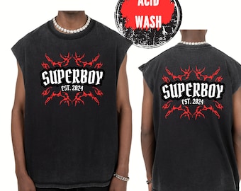 Camisetas sin mangas extragrandes personalizadas con efecto desgastado, camisetas con logotipo empresarial personalizado con diseño de lavado a la piedra, añade texto, foto o emblema de empresa, negocios locales.