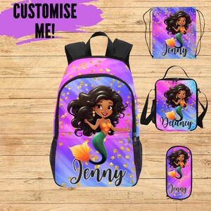 Sac à dos sirène pour filles latines, sac à dos personnalisé pour filles latines sirènes tout-petits sacs pour la rentrée, maternelle pour enfants d'âge préscolaire