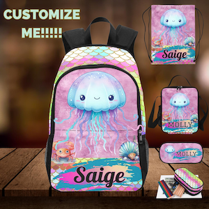 Sac à dos personnalisé méduses pour tout-petits, cartable personnalisé méduses pour enfants qui commencent la maternelle, cartables personnalisés pour enfants