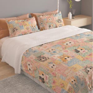 Pretty Cat Patchwork Comforters for Women And Girls