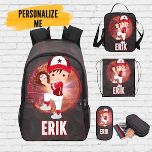 Sac à dos de baseball personnalisé pour enfants - Sac à dos personnalisé pour enfants de baseball, sac à lunch assorti disponible