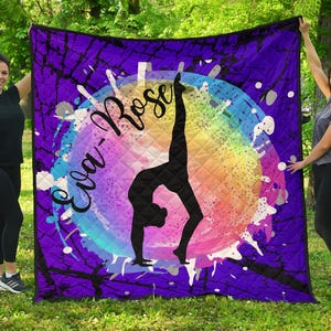 Gepersonaliseerde sprei quilt voor gymnastiek - meisjes gymnastiek quilt beddengoed - gymnastiek beddengoed voor vrouwen en kinderen - gymnasten cadeau