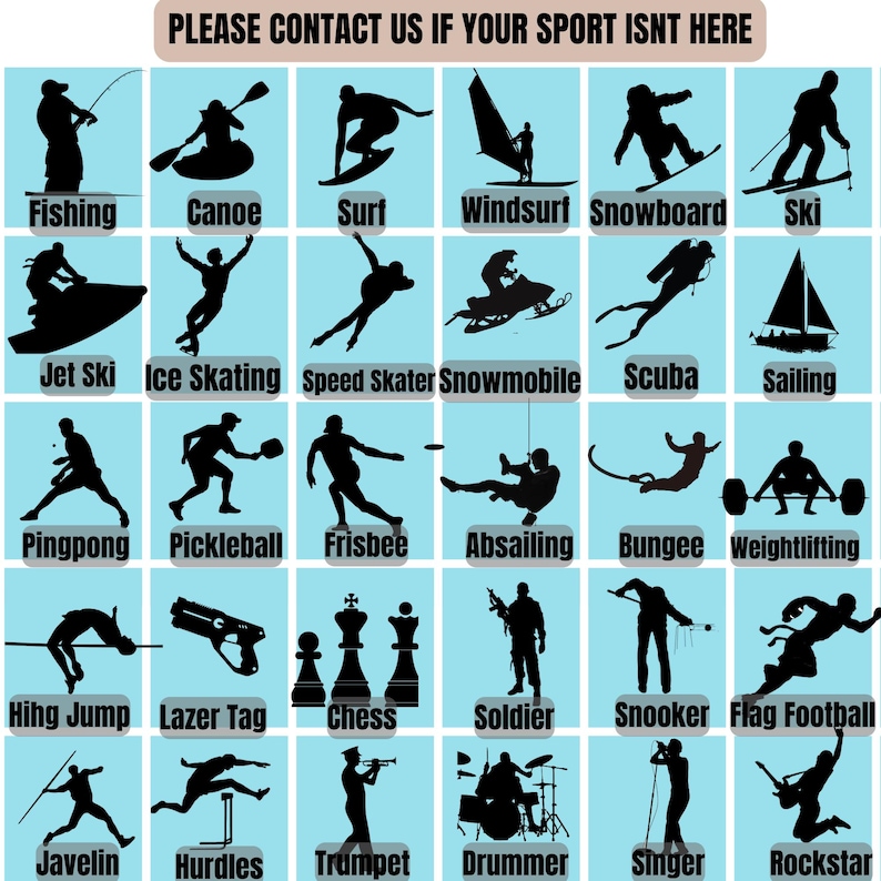 a poster showing different types of sports equipment