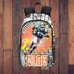 Sacs à dos de football afro-américains avec nom pour garçons, sacs de football personnalisés pour l'école, sacs à dos de rentrée personnalisés pour sportifs
