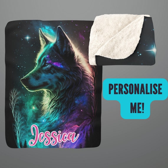 Custom Wolf Blanket With Name On Personalized Blankets for Wolf