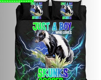 Custom Just A Boy Who Loves Skunk Duvets And Comforter Sets