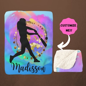 Personalized Baseball Blanket for Girls - Baseball Bars Gift - Customized Gift for Baseball Daughter - Softball  Coach Gift for Christmas