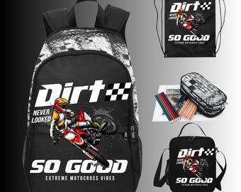 Mochilas de motocross extremo personalizadas con nombre, ¡la suciedad nunca se vio tan bien!