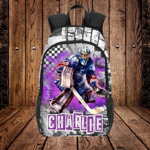 Sacs à dos personnalisés pour gardien de but de hockey sur glace pour garçons, sacs à dos de gardien de but de hockey personnalisés pour enfants avec nom, cadeaux hockey sur glace pour enfants,