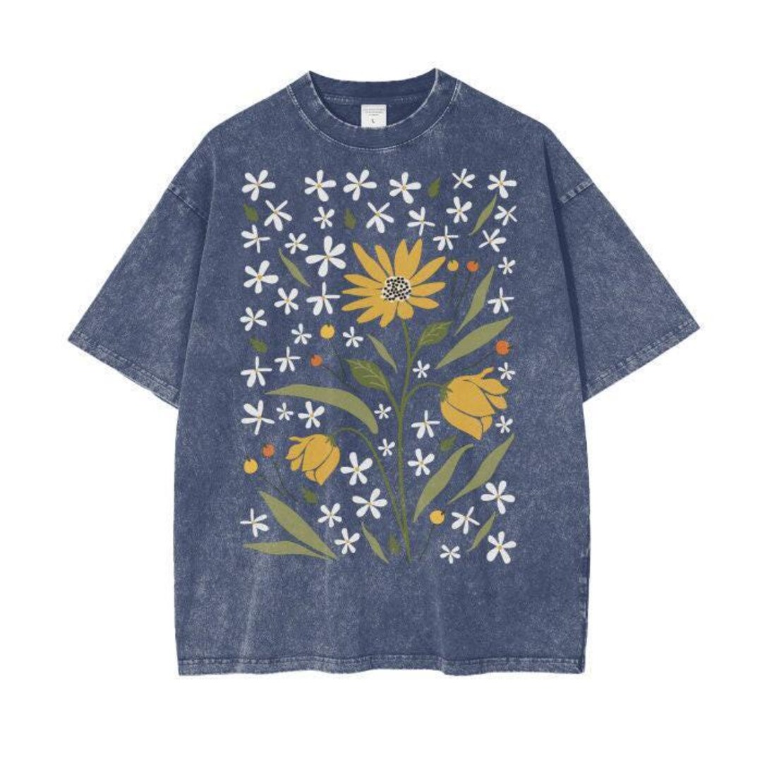 UMBRO■Flower Artwork Short-Sleeved T-shirt■送料込 Wildflowers Shirt for Men, Cottagecore Shirt for Men With