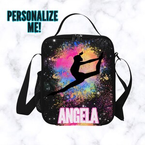 Bolsa de almuerzo personalizada para niñas con baile para el almuerzo escolar, lonchera personalizada con bailarina con correa para niños deportistas, jóvenes, bebés, adolescentes