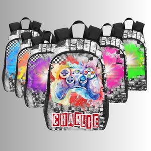 Sacs à dos personnalisés pour garçons avec nom, sacs à dos personnalisés pour la rentrée des garçons, sacs à dos pour enfants gamer changeant de couleur