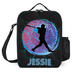 Boîte à lunch de baseball personnalisée pour garçons - Boîte à lunch personnalisée pour joueurs de baseball - Sac à lunch cool pour l'école - Boîte à lunch de sport pour enfants