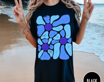 Abstract Art TShirt, Abstract Floral Shirt, Modern Art Shirt, Art Shirts, Boho Tees, Bohemian TShirt, Blue Flowers Shirt, Oversized Tees