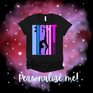 8th Gymnastics Birthday Shirt Fully Personalized - Customised Eigth Birthday TShirt for Gymnast - 8 Today Birthday Girl Gift Tee Retro