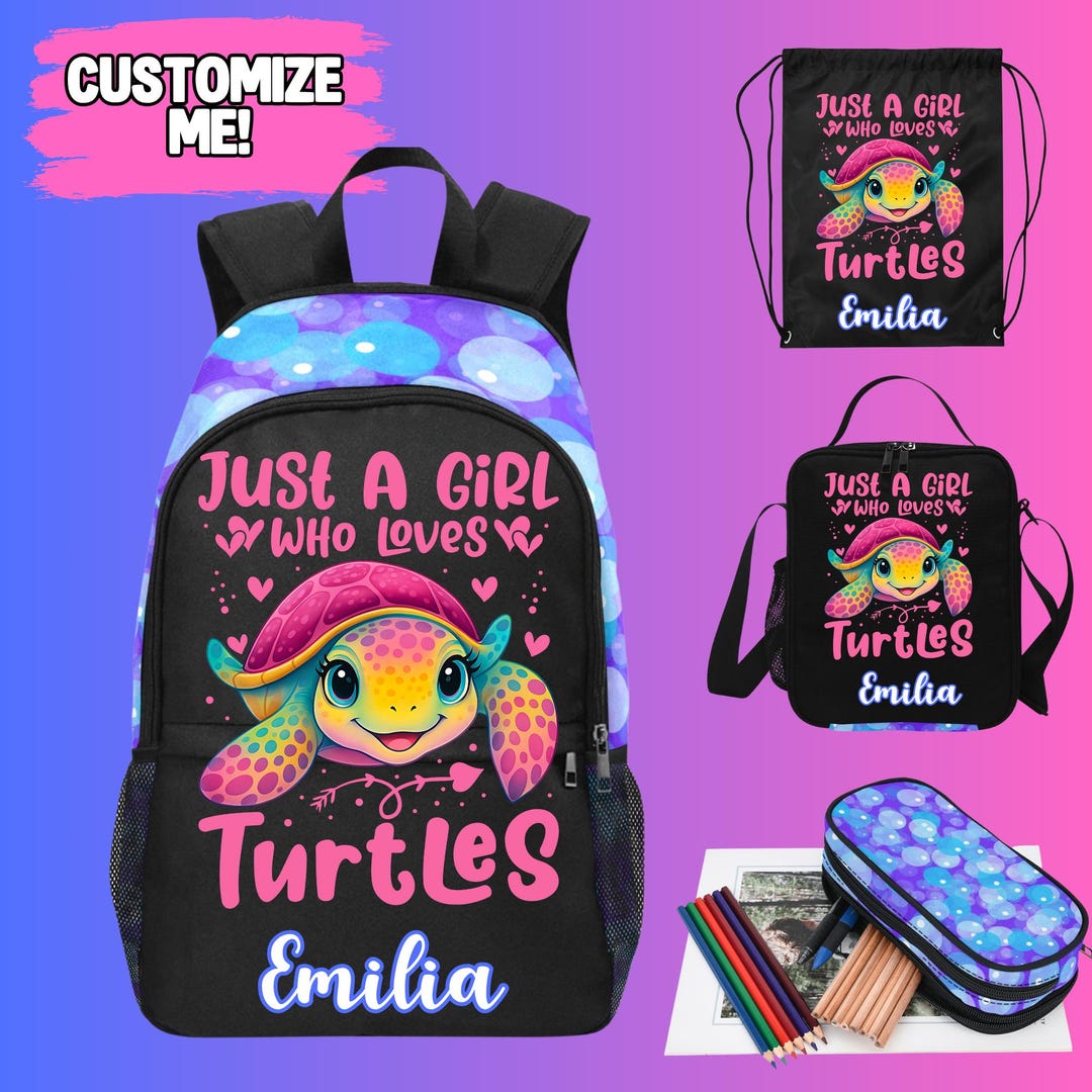 Customized Ust A Girl Who Loves Turtles Backpack for School - Etsy
