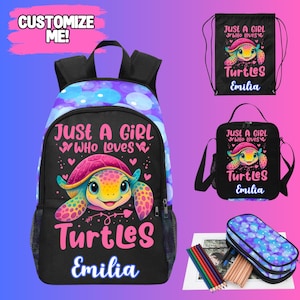Customized ust A Girl Who Loves Turtles Backpack for School